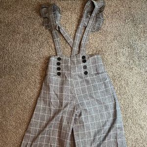 Plaid wide leg trouser jumpsuit!